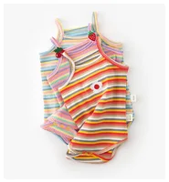 Mono triangular de verano para niña recién nacida, ropa infantil, bonito chaleco con tirantes de arcoíris, pijamas para bebé de 3-6-9-12-18M