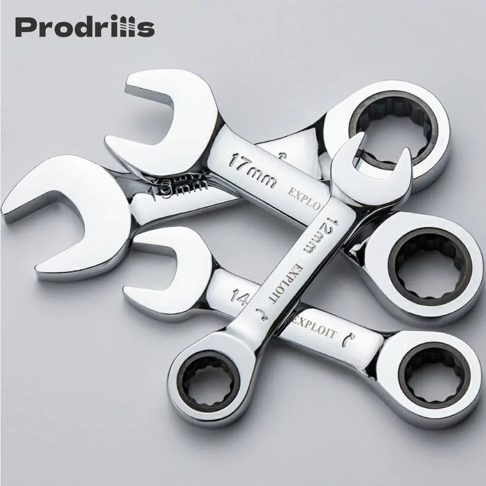 

14 Pcs Ratcheting Combination Wrench Set 12 Point 72 Teeth Short Handle Metric Mini Wrenches 6-19mm