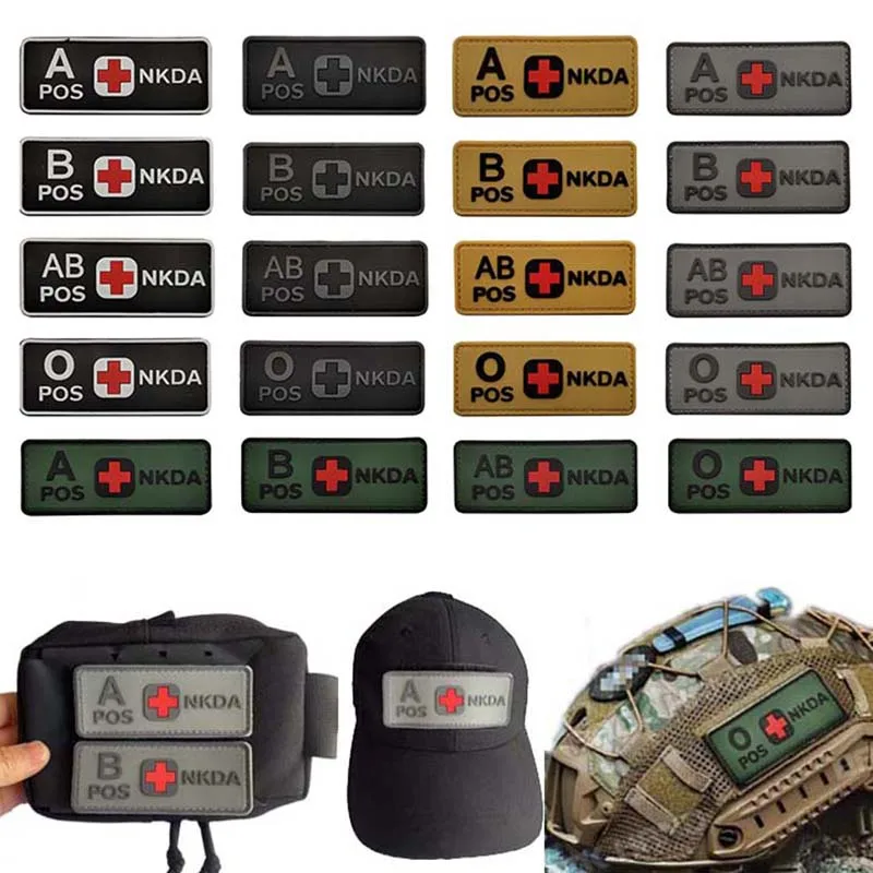10*4CM PVC Gummi Embleme Blut Typ A+ B+ AB+ O+ POS NKDA Militärische Taktische Abzeichen Haken und Schleife Patches Für Helm, Rucksack