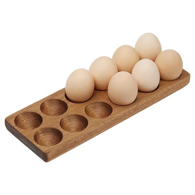 Nordic Style Natural Acacia Wood Egg Storage Box Refrigerator Egg Holder  Countertop Egg Tray Kitchen Storage Accessories Decor - AliExpress