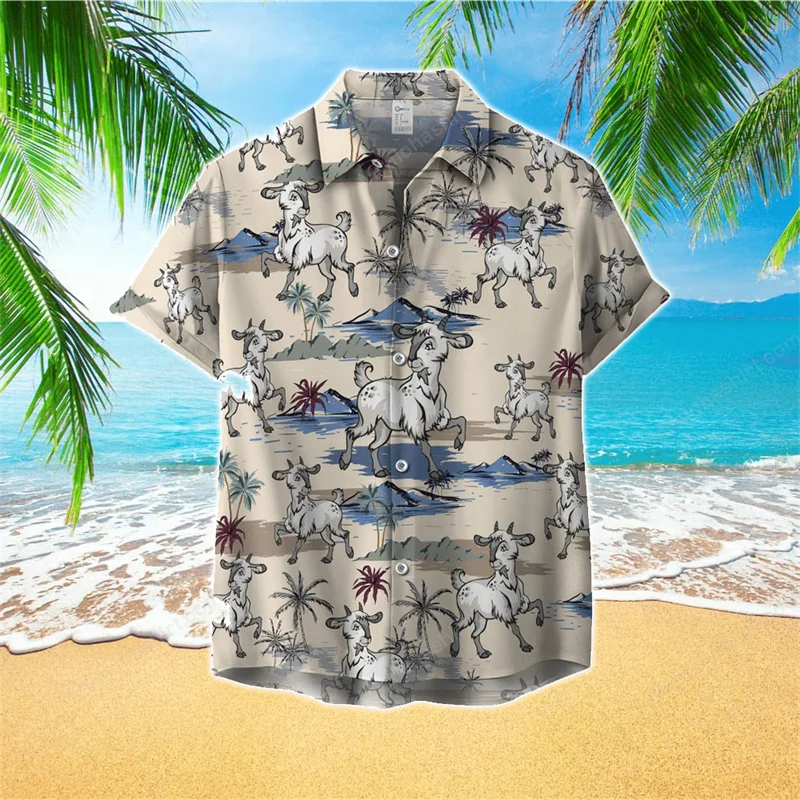 

Sheep Animal Hawaiian Shirts Men Women Summer Short Sleeve Beach Blouse Fashion Hawaii Travel Party y2k Tops Casual Male Camisa