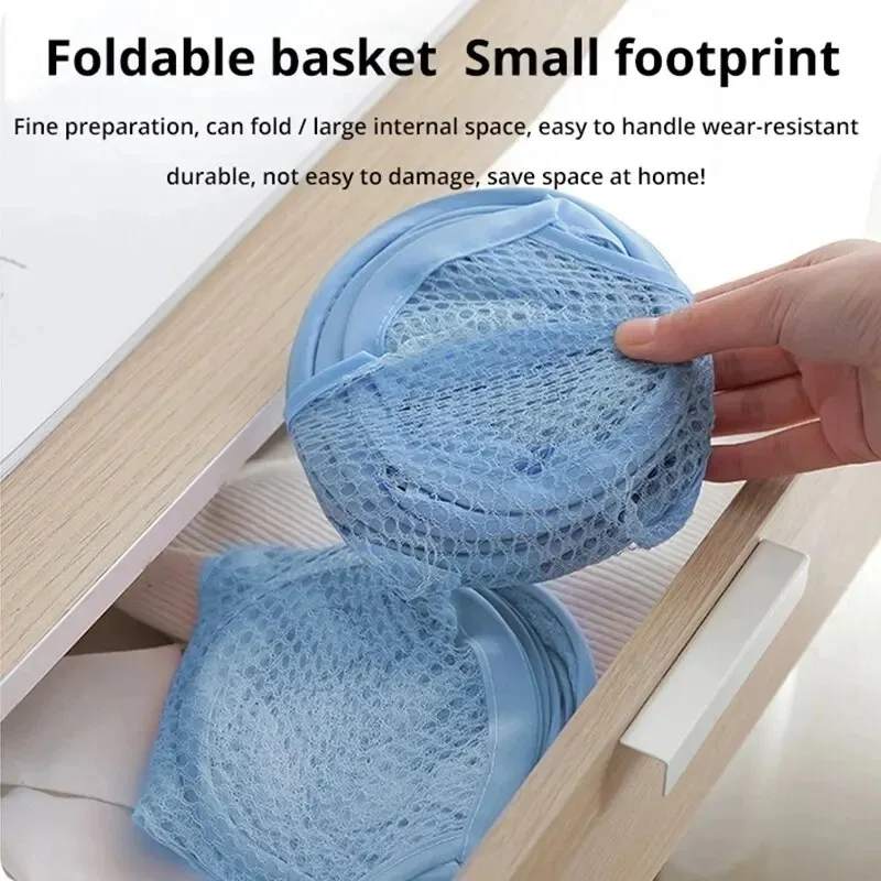 Portable Nylon Mesh Laundry Storage Basket for Home Use
