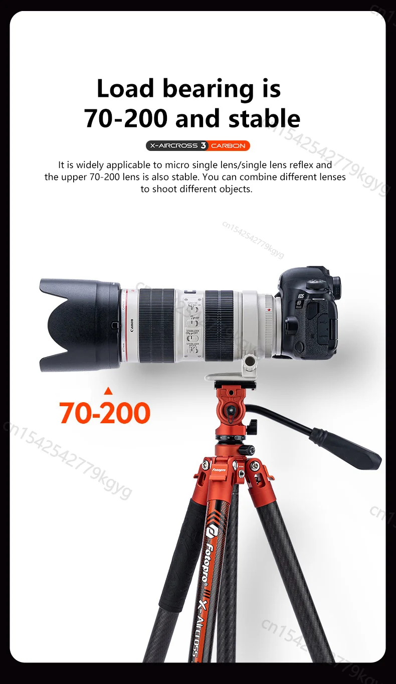 Fotopro X-Aircross 3 탄소 섬유 확장형 삼각대, 경량 여행용 볼 헤드, DSLR 카메라 슬라이더용 전문 스탠드
