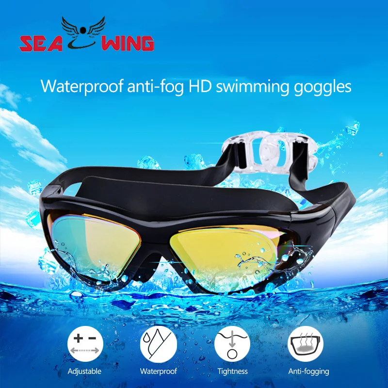 Swimming Goggles Adult Anti-fog High-definition Men's and Women's Flat Light Colorful Electroplated Myopia Swimming Goggles