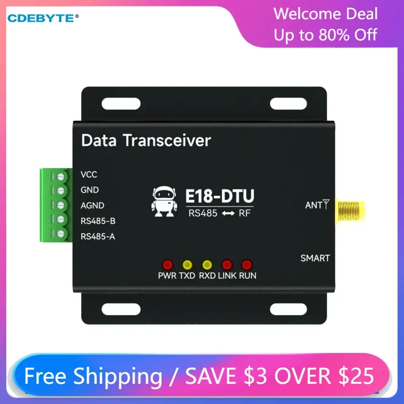 

CC2530 Zigbee 3.0 Wireless Data Transmission Station RS485 27dBm CDEBYTE E18-DTU(Z27-485) DC8 ~ 28V Zigbee Data Transceiver