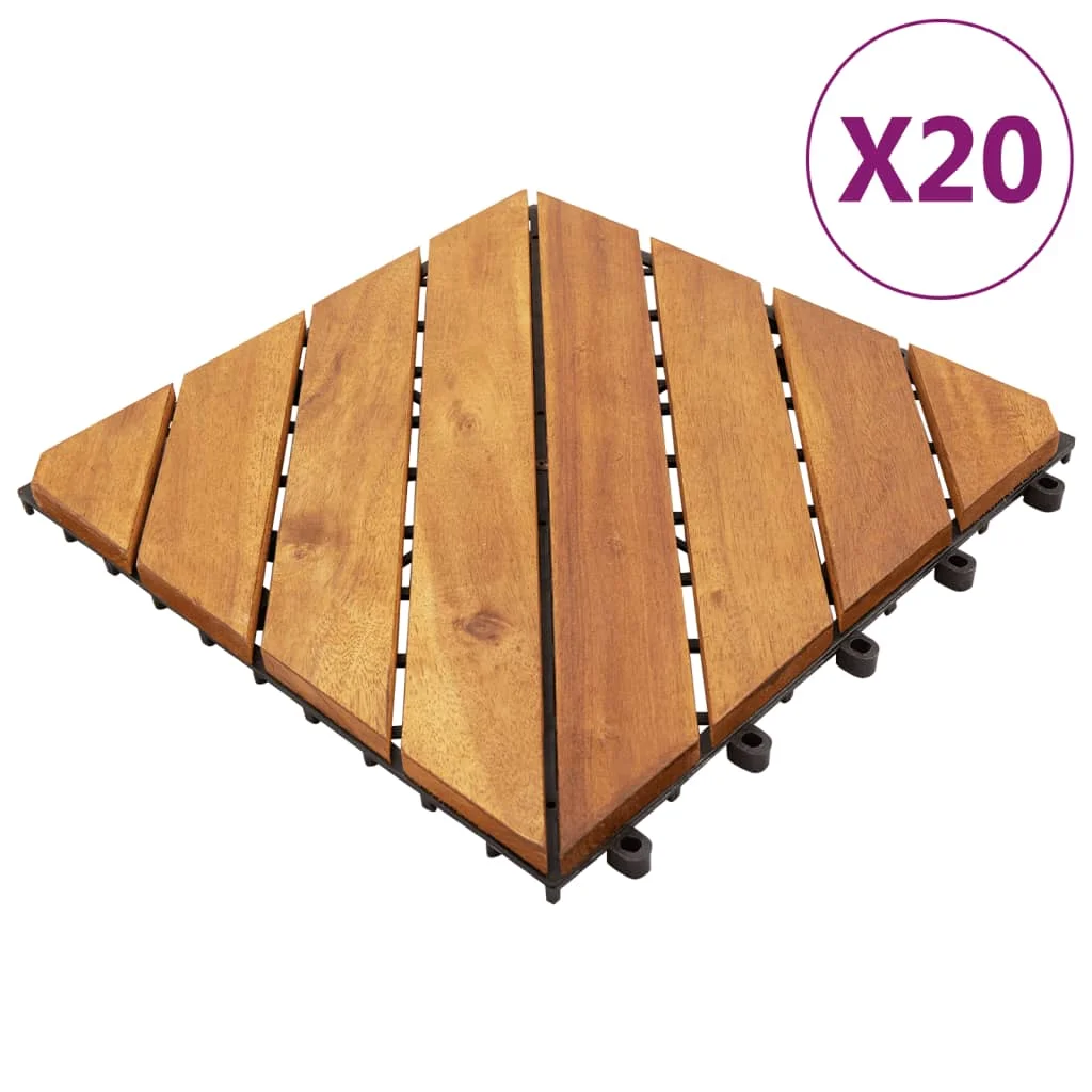 

20 pcs Decking Tiles, Solid Acacia Wood Decking Boards & Flooring, Home Decoration Brown 30x30 cm