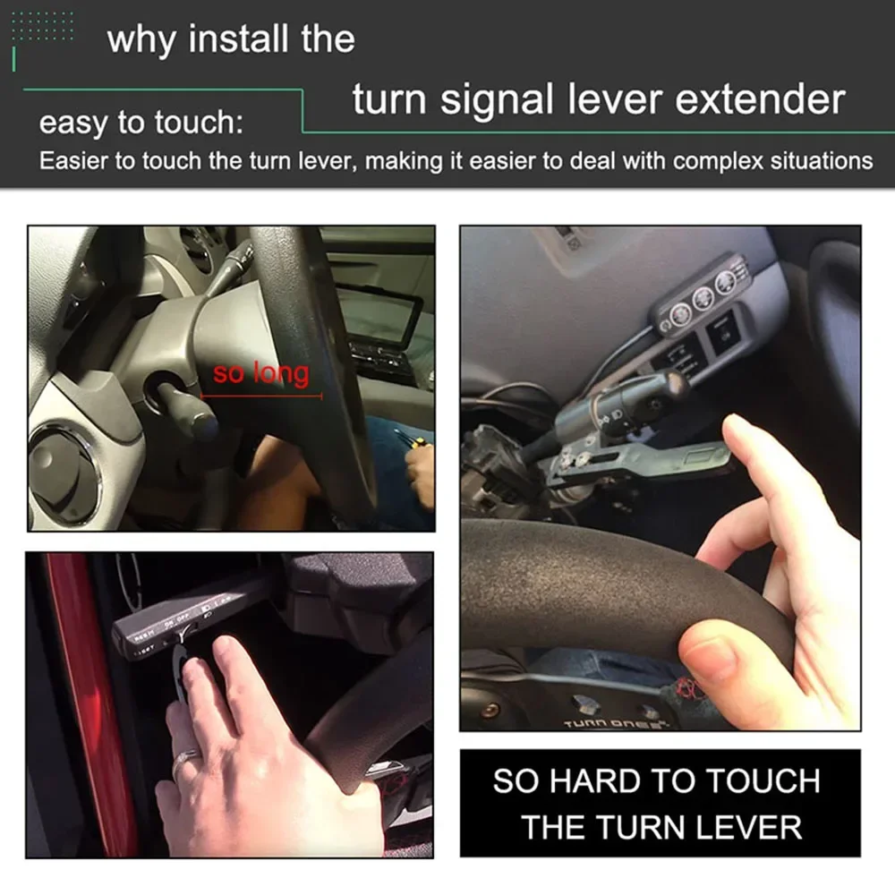 Aluminium Car Turn Signal Lever Extender Steering Wheel Turn Rod Extension Adjustment Position Kit
