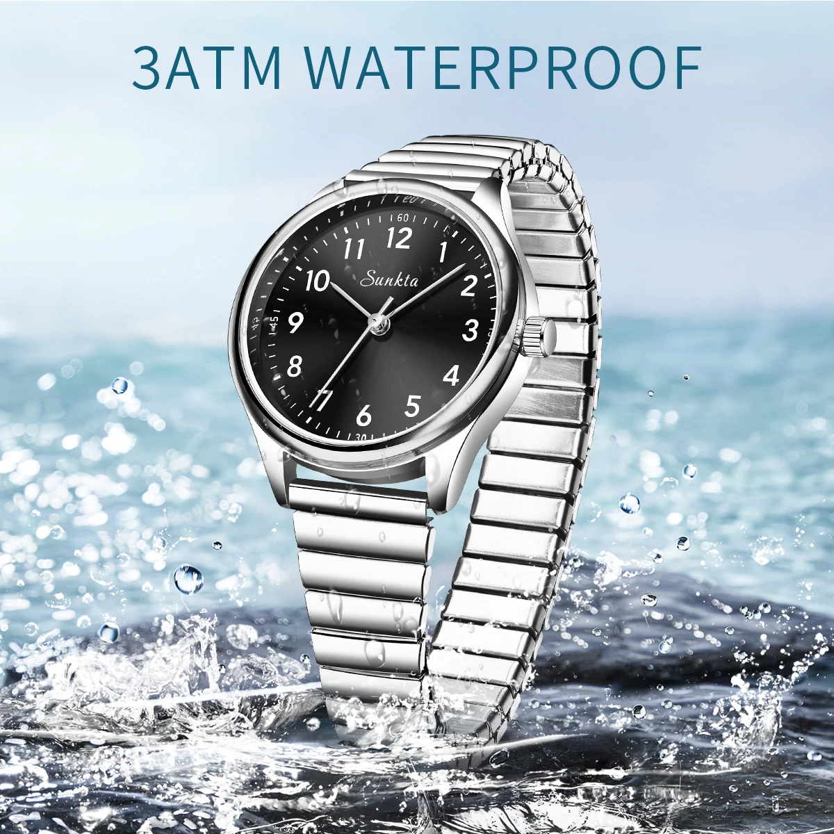 Sunkta Fashion Luxury Quartz Woman Watch StylishCasual Elegant Stainless Steel Simple Waterproof Women's Wristwatch Ladies Gifts 5