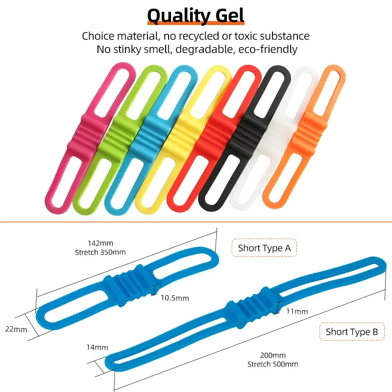 Silicone Strap Bike Front Light Holder Bicycle Handlebar Fixing Tie Flashlight Bandages Speaker Mount 4PCS