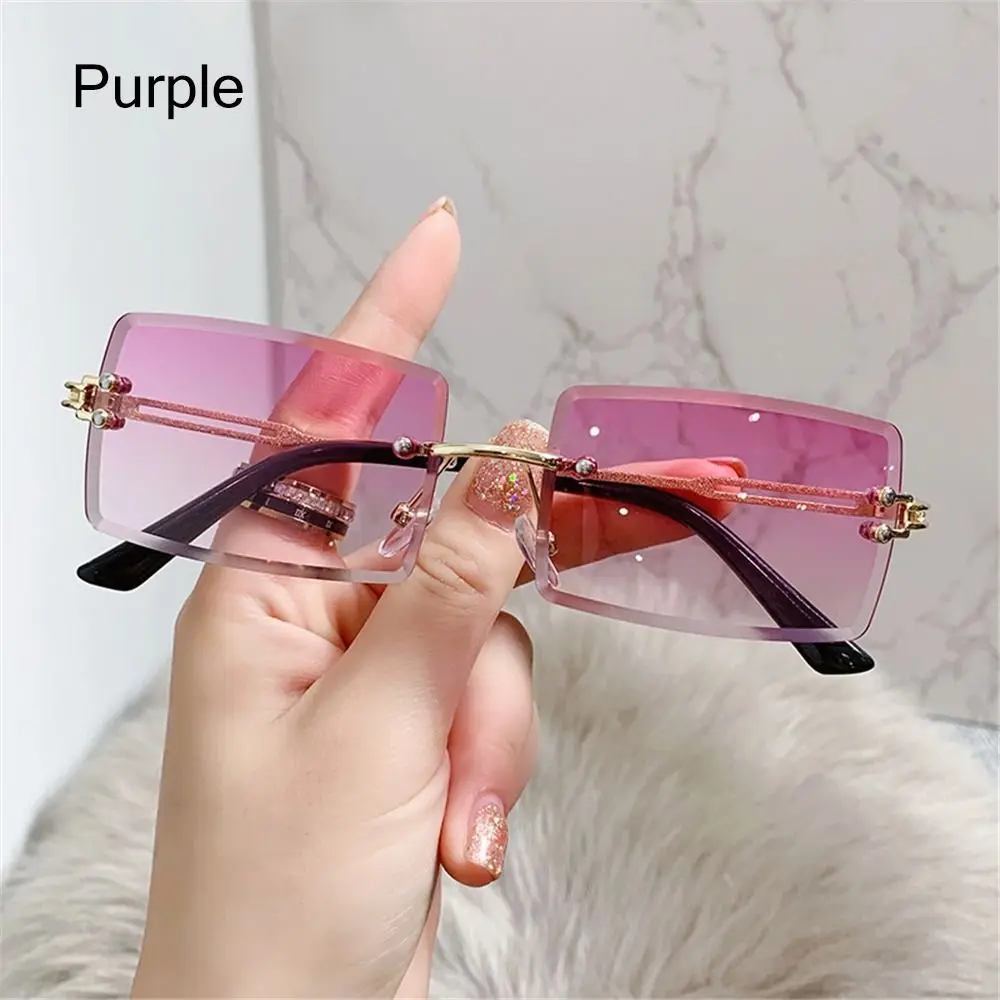 Vintage Rimless Square Luxury Sunglasses with Leopard Head Design