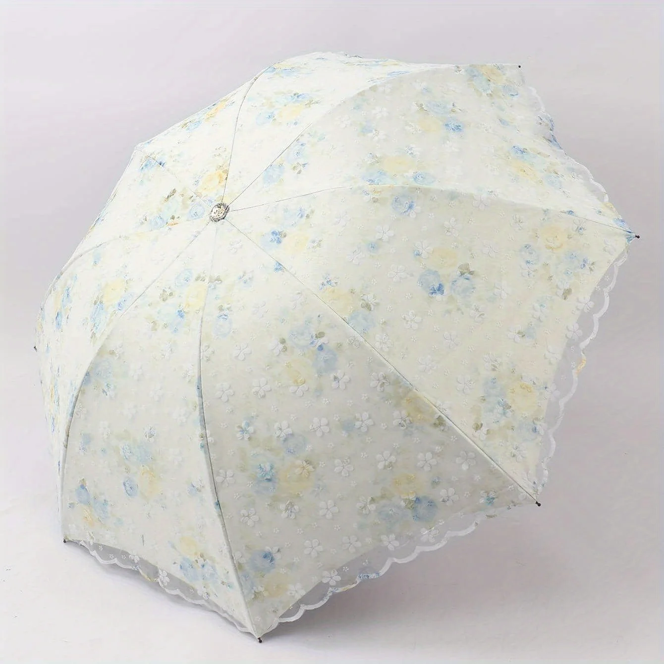 Double Layer Lace Printed Sun Umbrella Vinyl Sun Protection Uv Small