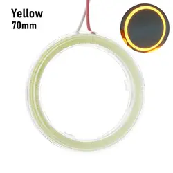 COB LED Headlight Angel Eyes Halo Ring Lamp - Motorcycle Decorative Daytime Running Fog Light, 12V (1Pcs yellow 70mm)