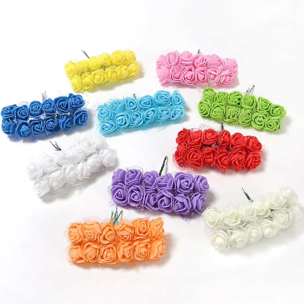 144 Stück künstliche Rosenblumen, Blumenstrauß, 7,5 cm Schaumstoff, künstliche Blumen, Hochzeitsdekoration für Zuhause, Raumdekoration, DIY-Geschenke, Zubehör – Detail 3