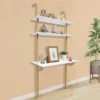 Wall Mount Desk 3 Tiers Computer Writing Table Laptop Industrial Bookcase Floating Pipe Ladder with Shelf for Home Office School 1