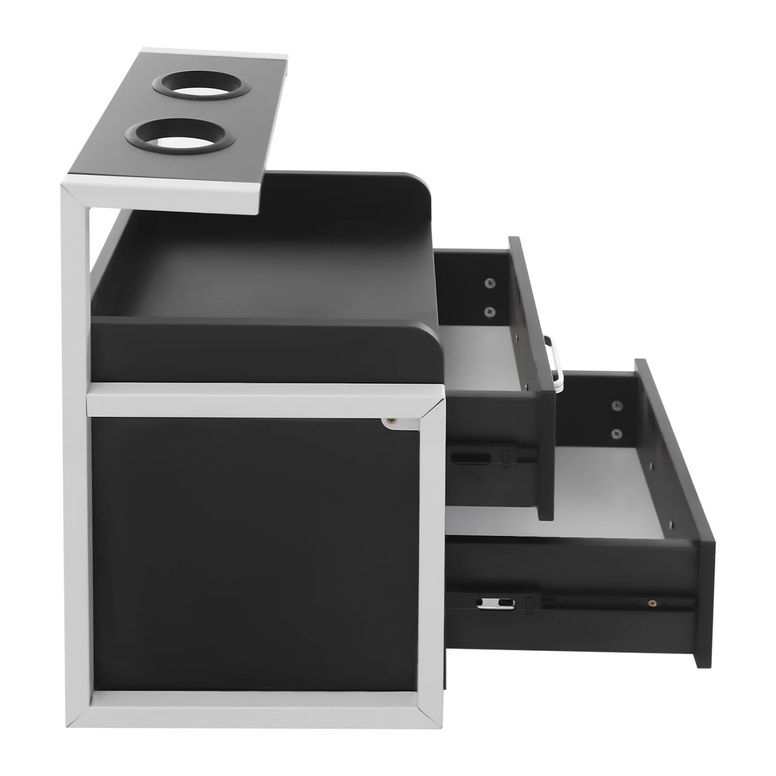Friseursalon-Wandschrank mit 2 Schubladen und 2 Haartrocknerhaltern, Salon-Aufbewahrungsschrank zur Wandmontage für Friseursalon, Spa und Badezimmer – Detail 1