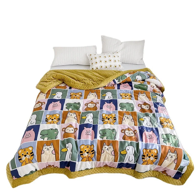 

Korean adult cotton comfortable soft bean quilt machine washable spring summer quilt children cartoon thin quilt 4 seasons quilt