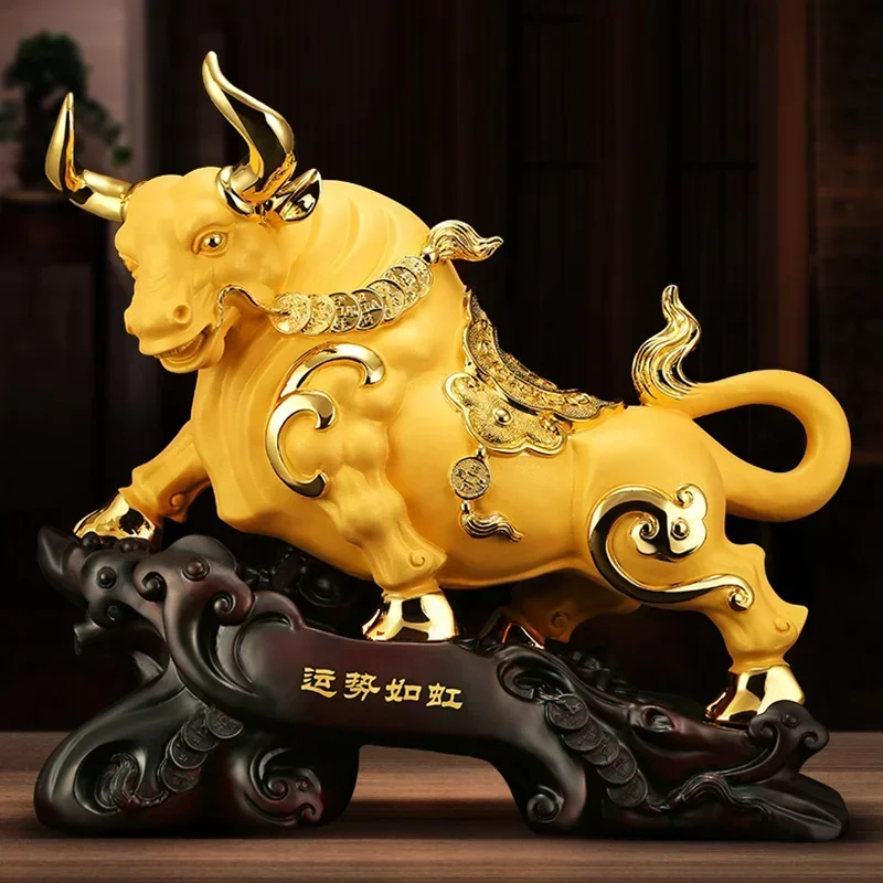 

Wall Street Bull Decorative Statue Resin Sculpture Lucky Bull Ornament Domineering home living room bedroom decoration crafts