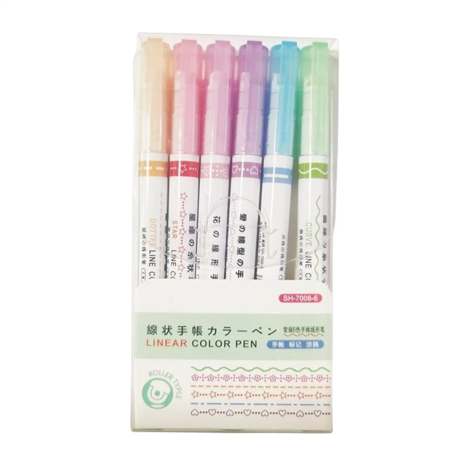 더블 팁 하이라이터 엔드 마커 펜 플래너, 사진 앨범, 사무용품, 6 개