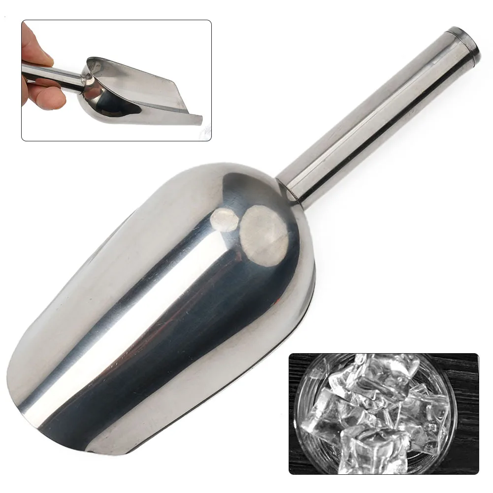 Description Picture 3 of itemStainless Steel Ice Scoop Party Bar Buffet Kitchen Sugar Flour Dry Goods Shovel Ice Cream Tools Food Measuring Scoop Shovel