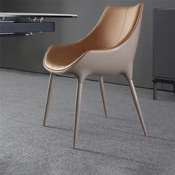 Sillas de comedor de cuero italiano, sillón minimalista, moderno, para dormitorio, Hotel, diseño, Villa, restaurante, con respaldo