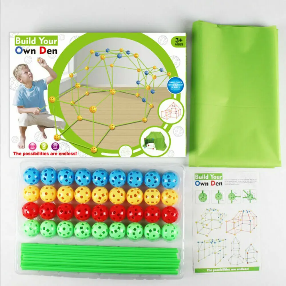 175pcs Kids Construction Fort Building Kit Castles 3D Play House Tent Toy building blocks