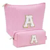 Makeup Pouch Waterproof Letter Cosmetic Storage Bags with Zipper Closure Capacity Makeup Organizer Pouches for Set of 2 Cosmetic 1