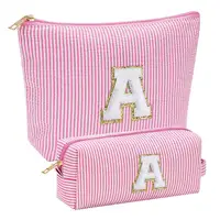 Makeup Pouch Waterproof Letter Cosmetic Storage Bags with Zipper Closure Capacity Makeup Organizer Pouches for Set of 2 Cosmetic 1