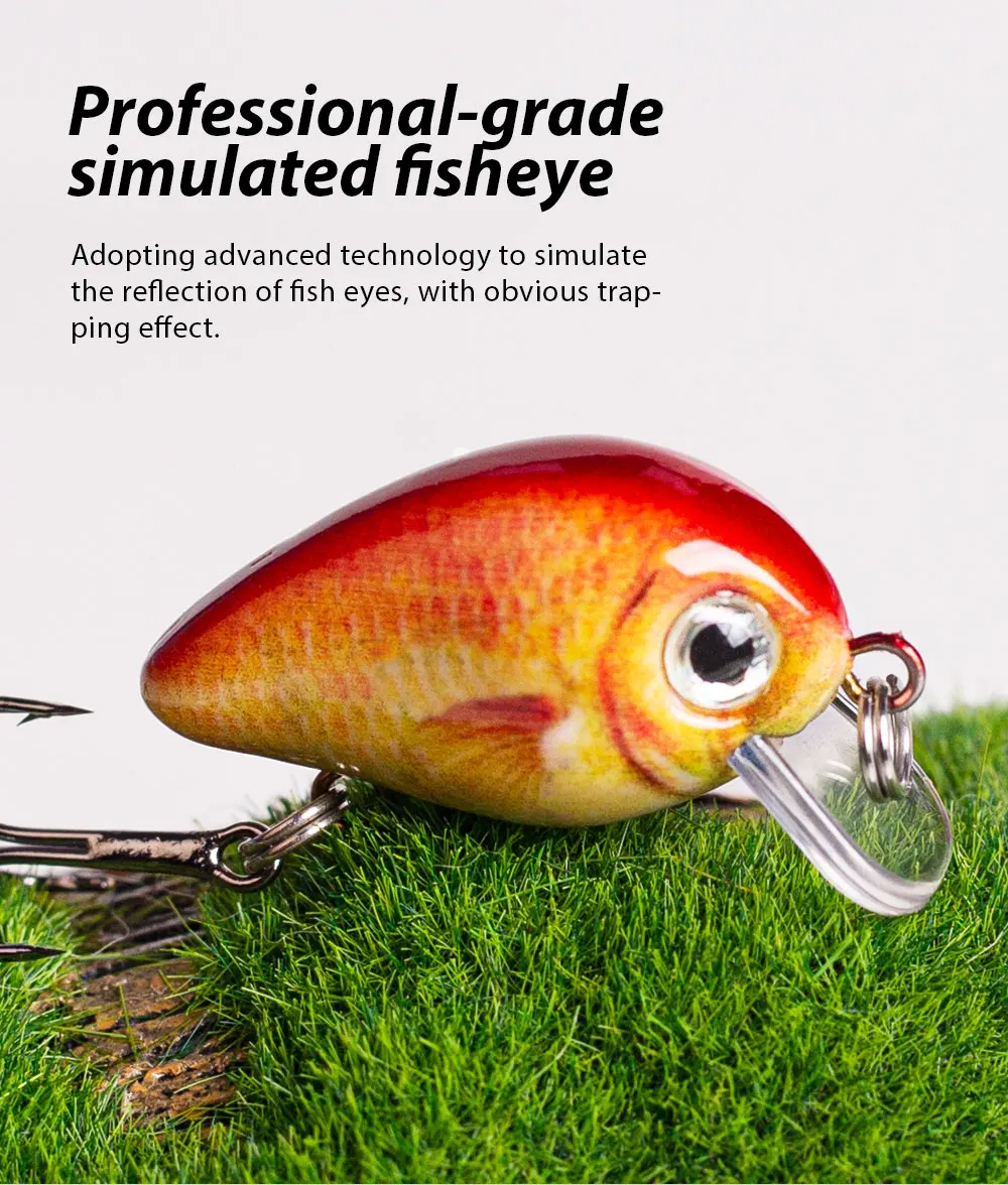 Hanlin 5 Stück/Set 28mm/1,5g Mini Angelköder Bionische Köder Künstliche Hartköder Wobbler Crankbait für Barsch Karpfen Hecht Bass – Detail 7