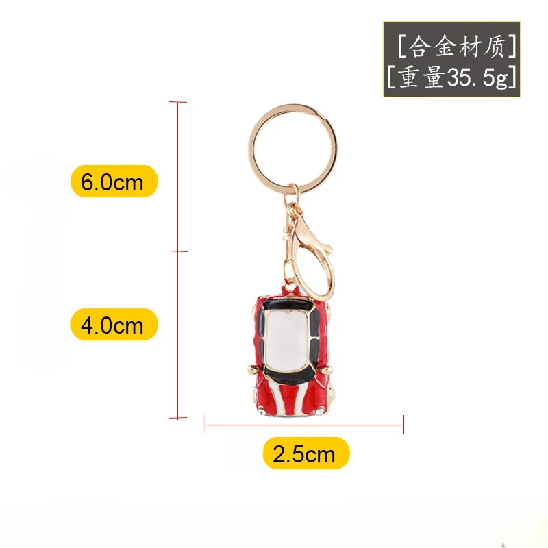Cartoon Mini Car Keychain Rhinestone Car Model Metal Key Ring Decorative Pendant Accessories for MINI Cooper S JCW R50 - Image 5