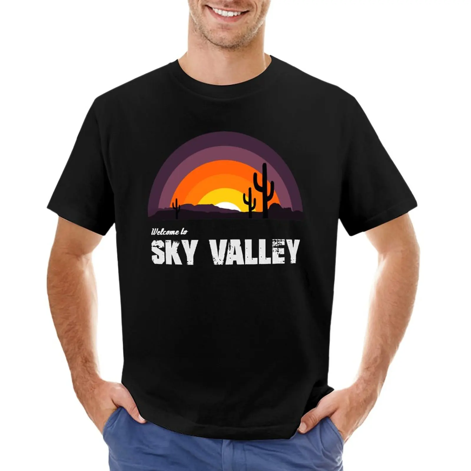 

Welcome To Sky Valley T-Shirt anime quick-drying oversizeds mens graphic t-shirts funny