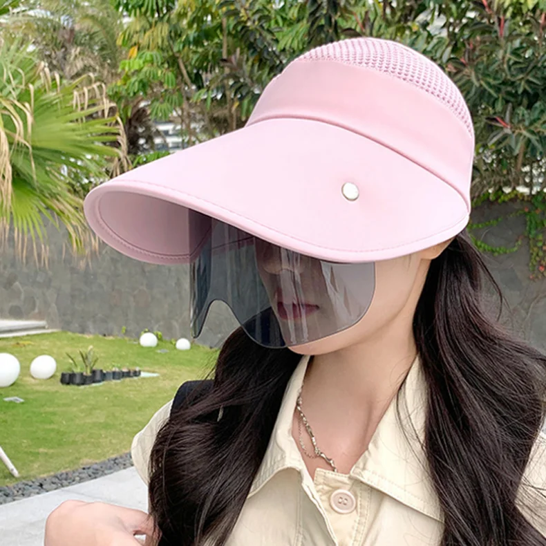 Gran oferta de sombrero de verano para mujer, con gafas de sol, de 13 cm, de ala grande, transpirable, para exteriores, con parte superior vacía, con cinta mágica ajustable, para viajes y playa_voghion.com