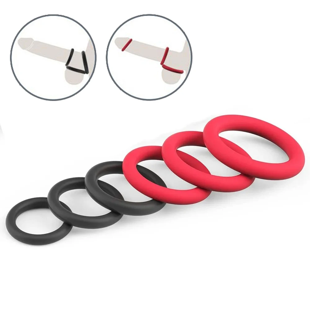 Couples Silicone Cock Penis Rings with Enlargers Erection Enhancing Ultra Soft Long Lasting Strechy Adult Sex Toys for Men