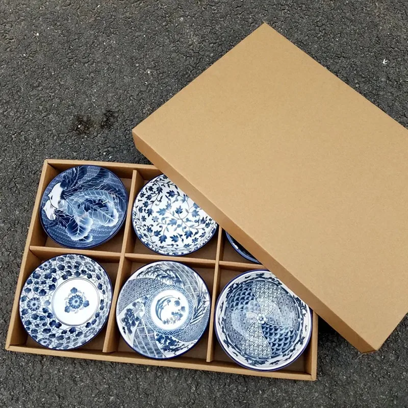 Jingdezhen 중국식 도자기 그릇 세트 식기 세트 가정용 청백자 접시 세트 6개 그릇