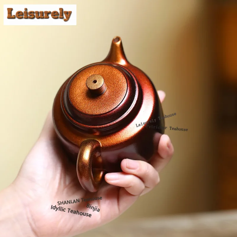 240ml Yixing Purple Clay Teapots Handmade De Zhong Pot Raw Ore Purple Mud Conch Roasting Tea Maker Kettle With Infuser Zisha Tea