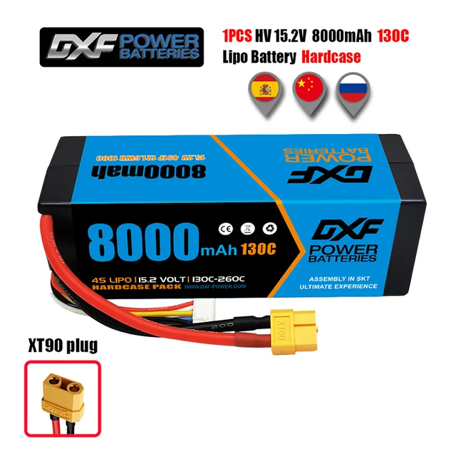Batterie LiPo 4S 8000mAh 15,2V 130C – Haute Performance – Connecteur EC5 – Pour RC 1/8 Et 1/10