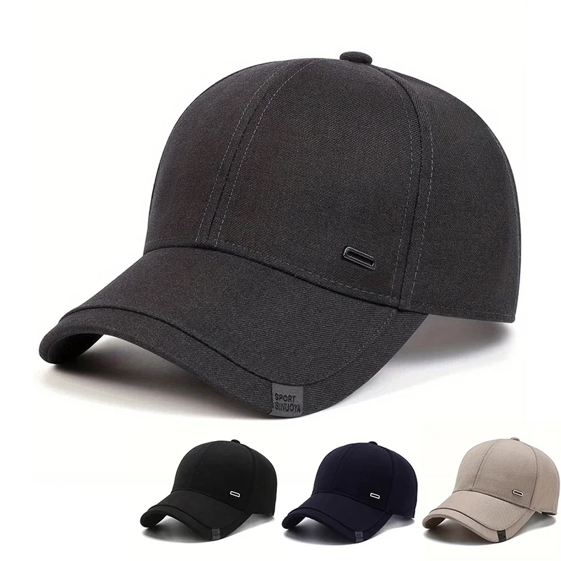 Unisex Baseballkappen mit quadratischer silberner Schnalle und Etikett, verstellbare Freizeithüte, Sonnenschutzhut für Frühling und Herbst im Freien