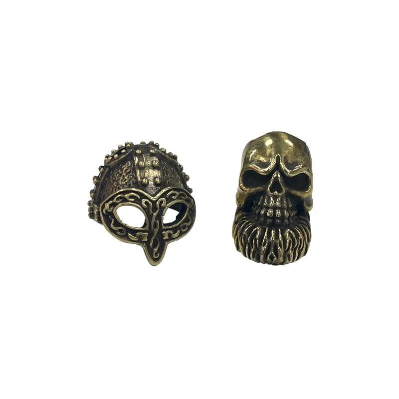 

Outdoors DIY Tools EDC Brass Helmet Skull Knife Beads Lanyard Pendants Key Rings Accessories