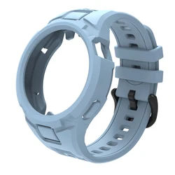 High - Quality Silicone Watchband Strap with Full Case for Huawei GT 3 4 5 46mm (Stretch Blue)