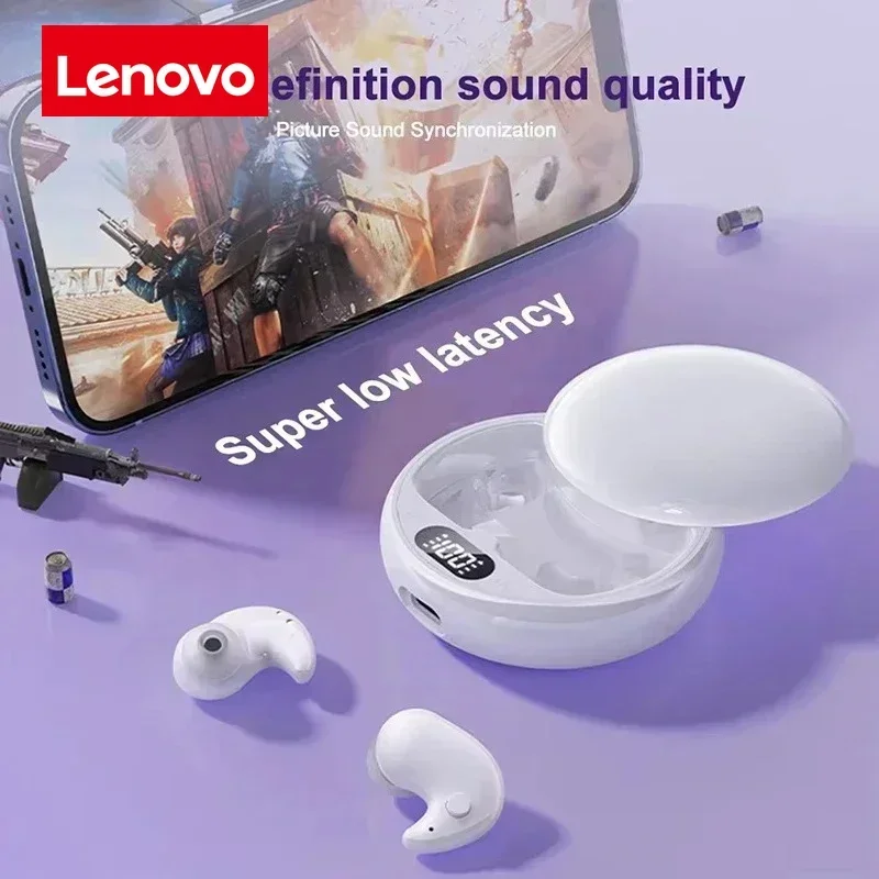 Lenovo Bluetooth Wireless Earphones Small Earbuds Sleeping Sport Invisible Headphones Bass Sound Quality Headset Sliding Cover, Alina Gadgets