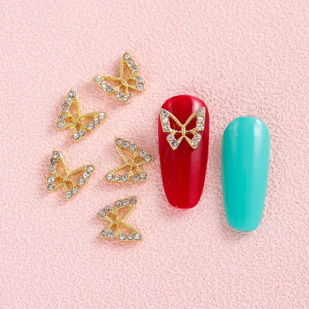 

3pcs Zirconia Alloy Butterfly Nail Art Charms Mixed Colors Metal Luxury Jewelry Nail Rhinestones DIY Nail Accessories