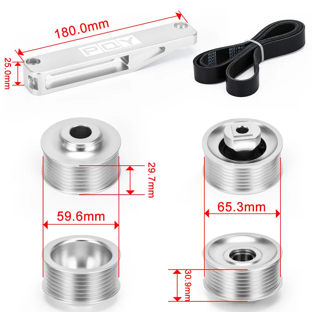 LZ-A/C & P/S Eliminator Delete Pulley Kit for Honda Acura K20 K24 Engines CPY03S-QY eliminator delete pulley kit