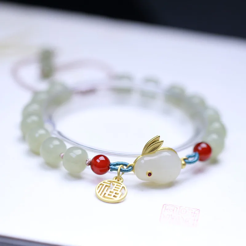 Hetian Jade Antike Armband Kreative Allgleiches Auspicious Niedliche Weibliche Temperamentvolle Mode Geschenke Femme armbänder frau – Detail 8