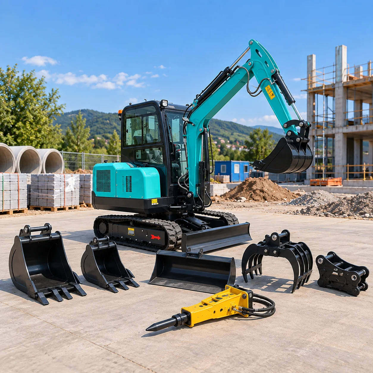 3-Tonnen-Minibagger, hydraulischer Raupenbagger für Landwirtschaft, Straßenbau, Fundamentarbeiten und Bauprojekte