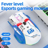 Tri-mode 2.4G USB Bluetooth Wireless Gamimg Mouse 12 keys RGB Game Wired Meche Mice for Windows IOS Home Office Laptop PC Gamer 2