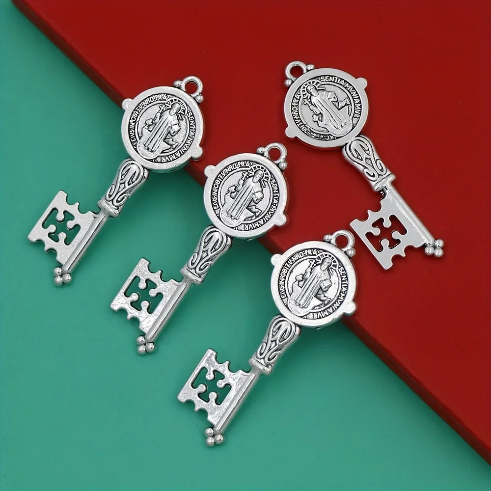 8Pcs Patron Saint St Benedetto Jubilee Medal Protezione Chiave Risultati Dei Monili Che Fanno Accessorio Collana Fai Da Te L1686