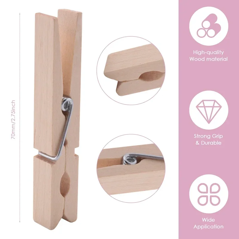 Juvale Confezione da 100 mollette in legno per appendere biancheria, artigianato, foto, colore nero, 10,2 cm
