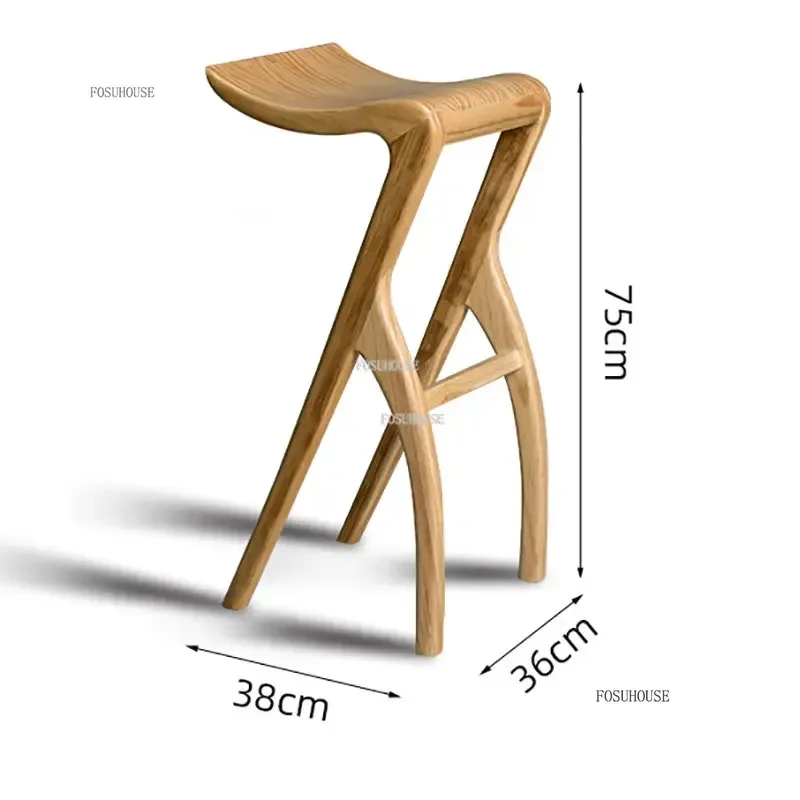 Nordic Creative Bar Chairs Modern Bar Furniture Luxury Front Desk High Stool Home cafe Casual Solid Wood Chair B