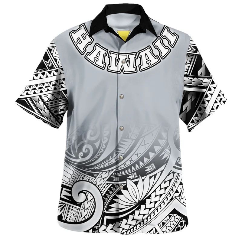 

Harajuku Summer 3D American Hawaii Flag Tribal Printing Shirts Hawaii Coat Of Arm Graphic Short Shirts Men Fashion Tops Clothing