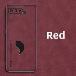 Luxury Sheepskin PU Leather Soft Phone Case with Full Camera Protection for ROG Phone 7 Pro (Red)