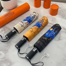 

New Automatic Three Fold Folding Umbrella Black Glue Coated Sunscreen Umbrella Anti Ultraviolet Umbrella